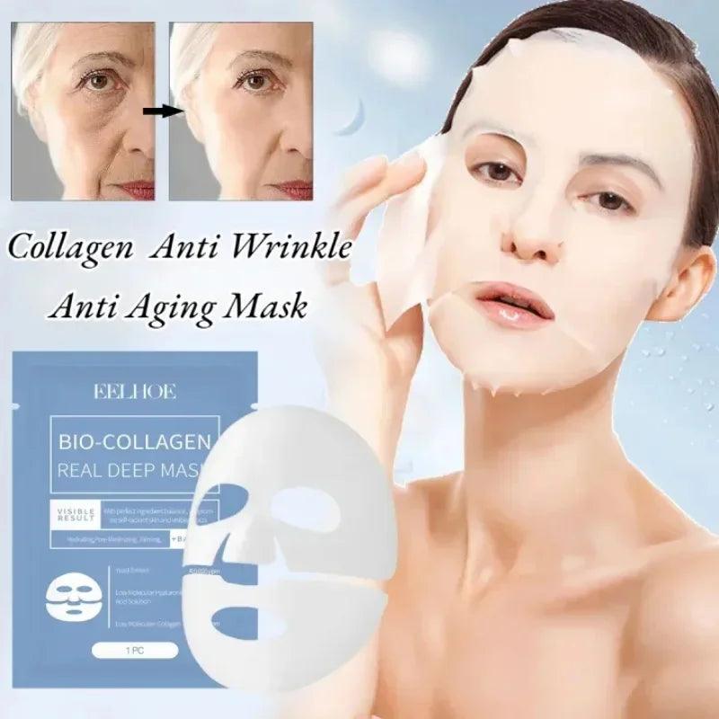 Máscara facial antirrugas de colágeno