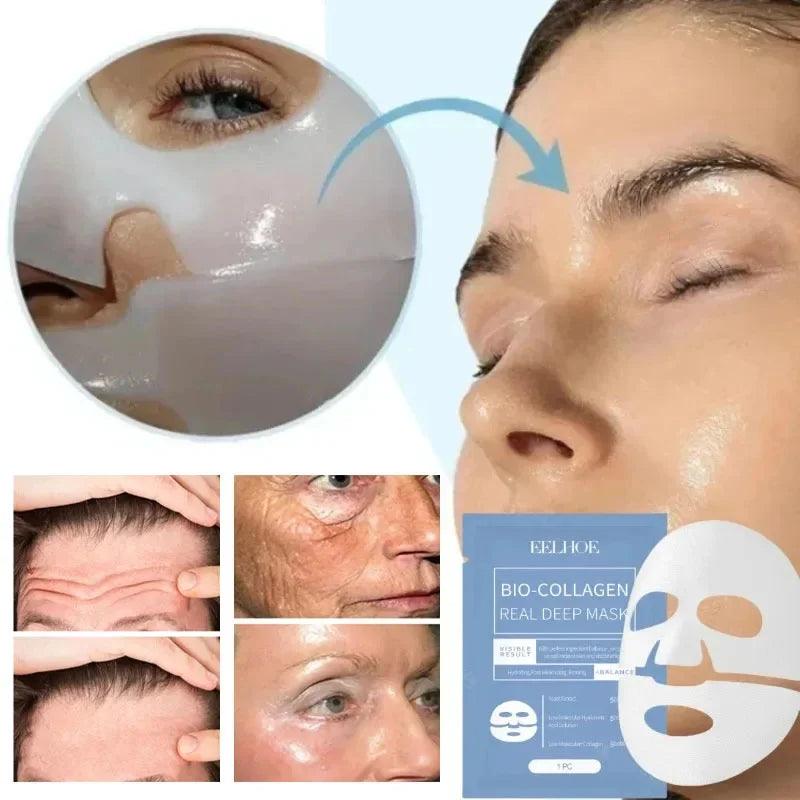 Máscara facial antirrugas de colágeno